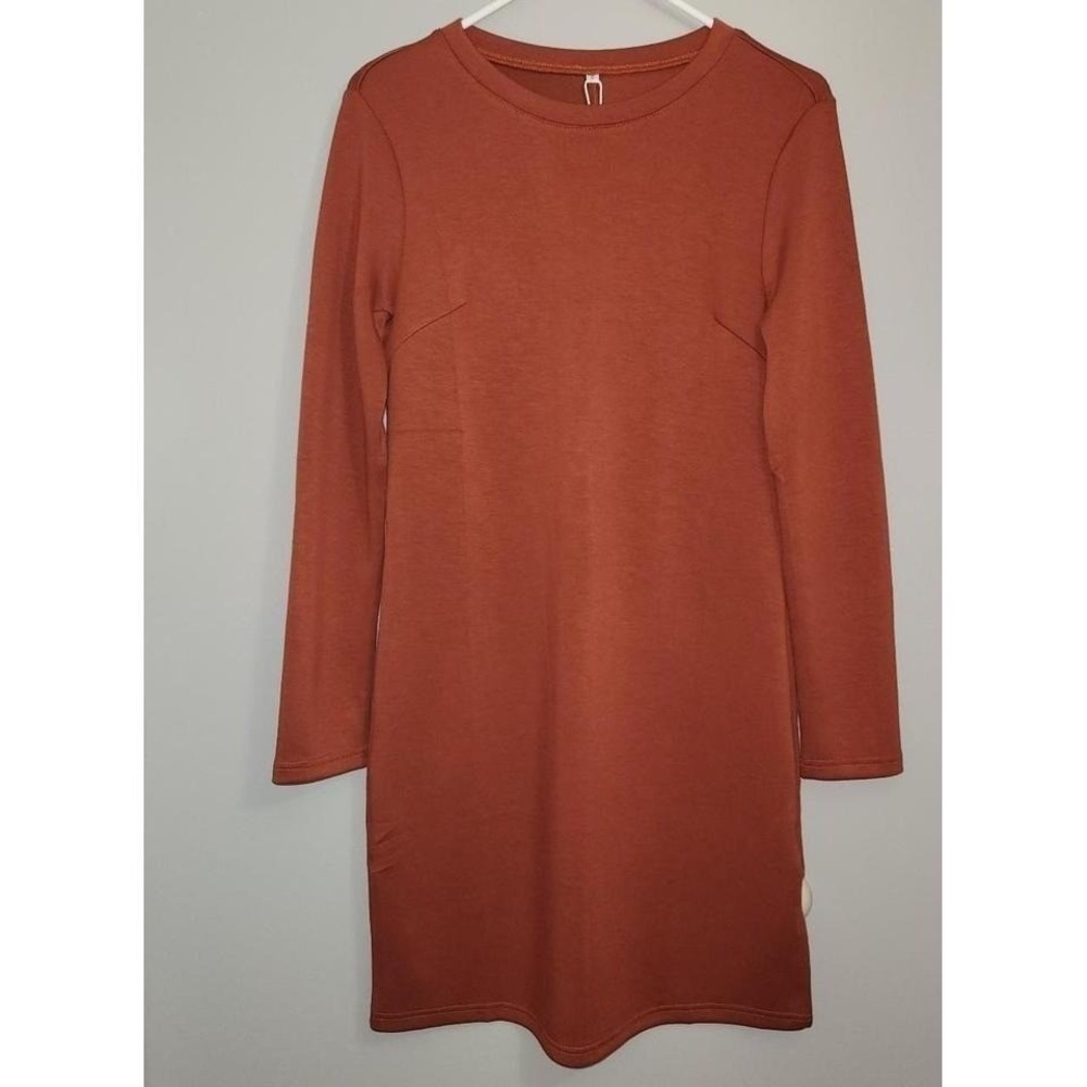 Long Sleeve Crew Neck Knit Dress‎ Burnt Orange Casual Everyday Size Medium